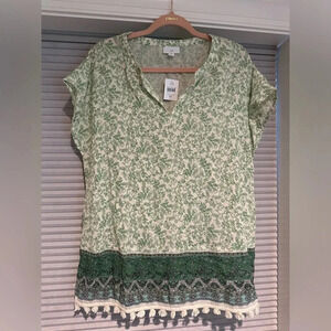 NWT lightweight shirt/tunic in green paisley from J. Jill A-6